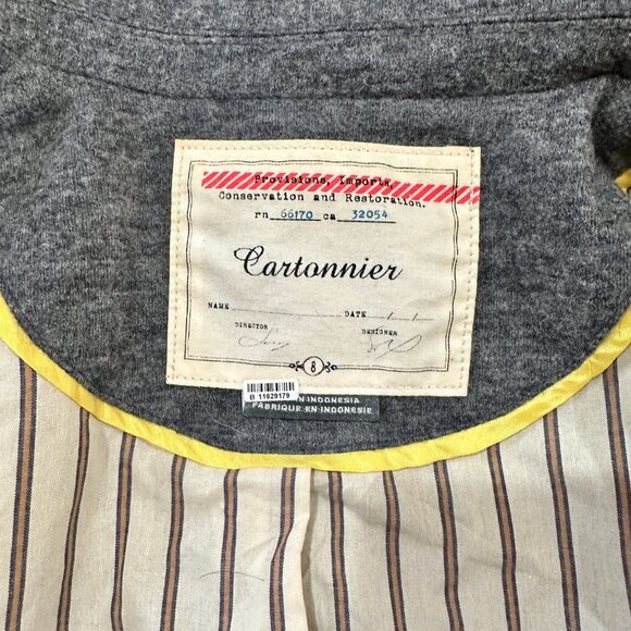 ANTHROPOLOGIE Cartonnier Grey Fitted Blazer Lined - size 8 - Picture 6 of 9